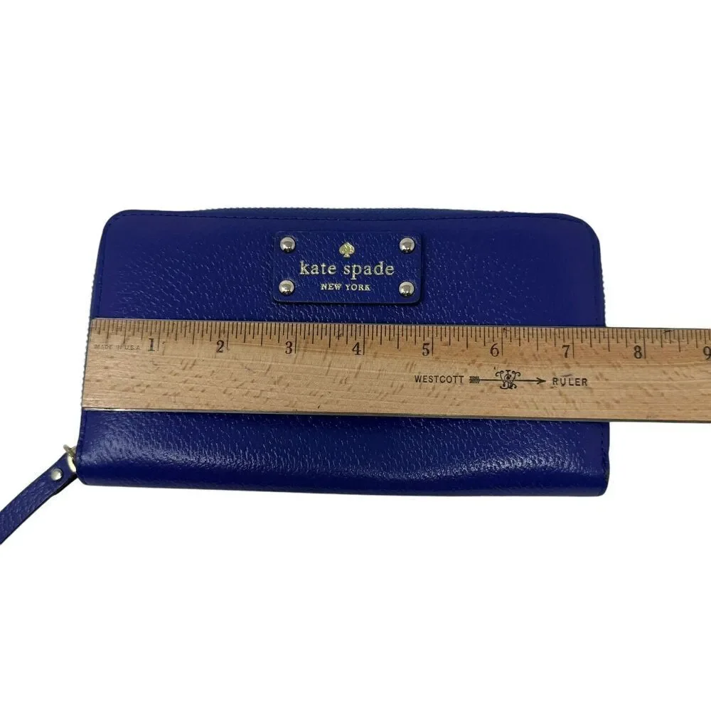 Kate Spade Neda WLRU1153 Continental Wallet Holiday Blue Leather Zip Womens
